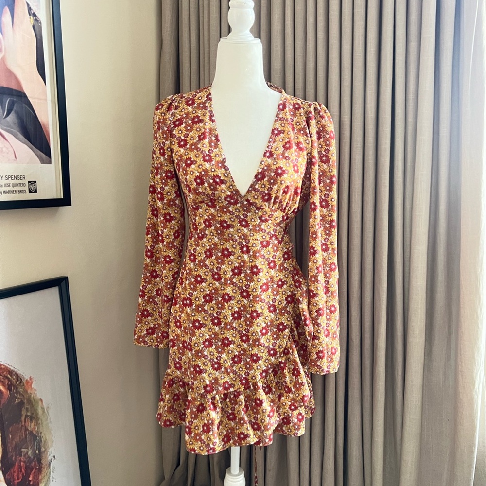 ASOS Floral Wrap Mini Dress – Long Sleeve with Ruffle Hem